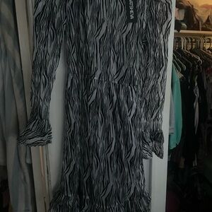 Batsheva Zebra Print Long Sleeve Dress